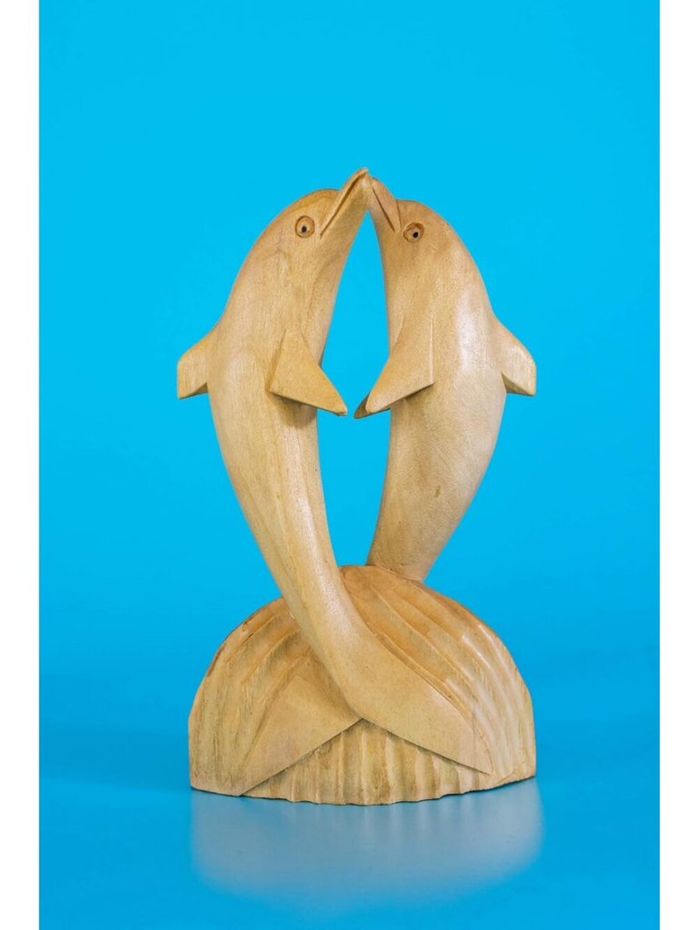 Hand-Carved Wooden Dolphin Statue - Nautical Ocean Decor Accent Figurine